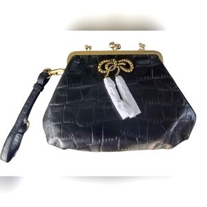 NWOT Genuine Leather Vintage Betsey Johnson Frame Style Wristlet